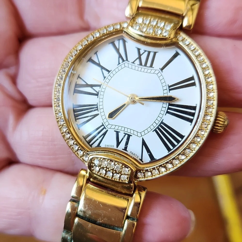 2 BRONZO ITALIA Watches‎ Gold  Rhinestones Mother of Pearl Wristbands Women